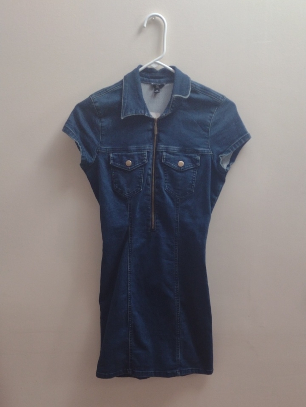 Guess Women's Dark Blue Denim Zip-Front Jeans Dress NWT